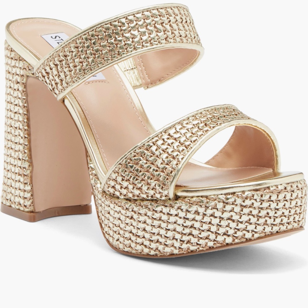 Steve Madden Gold Woven Platform Sandals